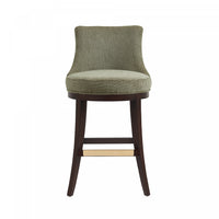 Lucia Modern Wood Upholstered Chenille Barstool in Leaf Green Bar Stool 