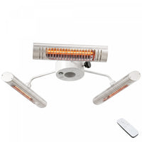 Outsunny Electric Patio Parasol Umbrella Heater, with 3 Heating Panels and Ultra-low Glare, Aluminum Alloy Outdoor Infrared Space Heater with Remote for Pergola, Gazabo, Silver