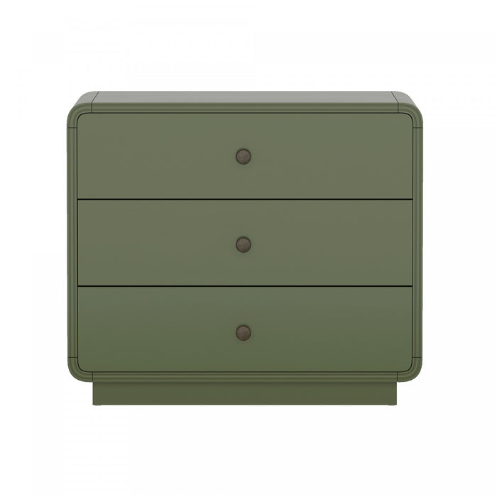 Liora Contemporary 28\" Nightstand in Green (3-Drawer)