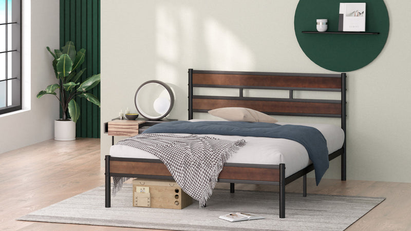 Roman Bamboo and Metal Platform Bed with Headboard - King Size