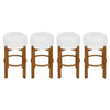 Vera Rubber Wood Bar Stool Set of 4 Indoor Seating with Round Ivory Cushion,Walnut | Vera – Lot de 4 tabourets de bar en bois d’hevea pour interieur avec coussin rond ivoire, finition noyer