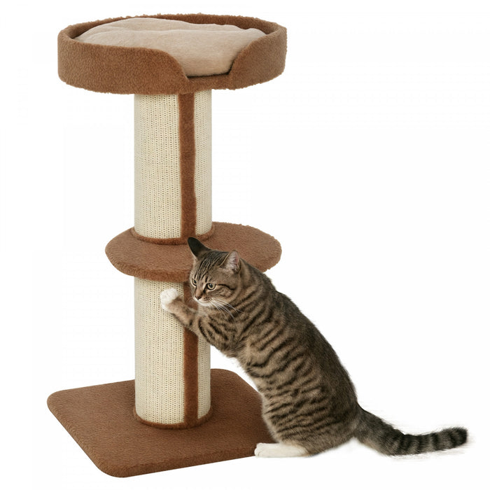 Pawhut 36\"h Large Cat Scratching Post For Indoor Cats, Bold Cat Tree Multi-level Kitty Tower With Sisal Mat Scratch Rope, Pet Bed, Removable Cushion, Perch, Brown
