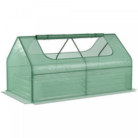 Outsunny Greenhouse With Raised Garden Bed, Steel Outdoor Planter Box With Plastic Cover, Roll Up Wi