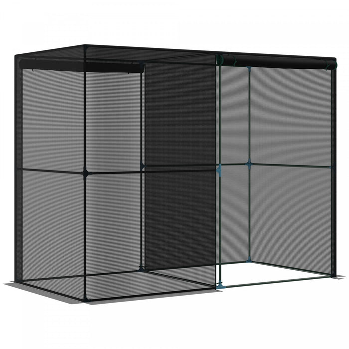 Outsunny 4' X 8' Crop Cage, Plant Protection Tent With Zippered Doors For Vegetable Garden, Backyard, Black