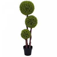 HOMCOM 45 Inch Artificial Boxwood Triple Ball Topiary Tree, Green