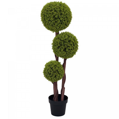 HOMCOM 45 Inch Artificial Boxwood Triple Ball Topiary Tree, Green