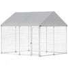 Pawhut Outdoor Dog Kennel With Roof, Heavy Duty Galvanized Steel Dog Run Chain Link W/ Waterproof Uv-resistant Cover, Safety Lockable Latch System, 9.2' X 7.5' X 7.2'
