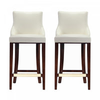 Shubert Modern Wood Upholstered Barstool in Ivory - Set of 2 