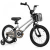Costway 16\" Kid's Bike With Training Wheels Adjustable Handlebar & Seat Handbrake Silver