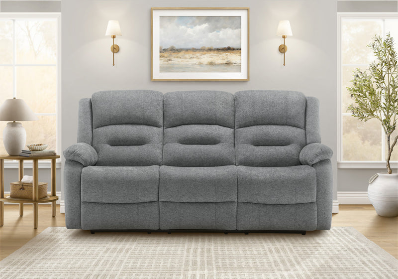 Small 3-Seater Power Reclining Upholstred Sofa, 70\" Wide, Usb Port Included, Blue Fabric Recliner