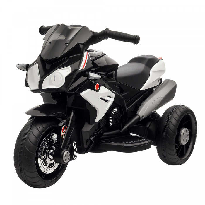 Qaba Kids Motorcycle, 6v Battery Powered Ride On Motorcycle With Music, Horn, Headlights, 3 Wheels Electric Bike For Kids, Gift For Boys & Girls, Black