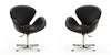 Raspberry Modern Upholstered Swivel Lounge Chair in Black - Set of 2 Accent Chair