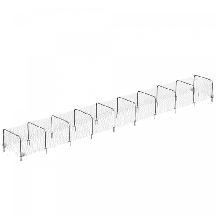 PawHut Extra Long Chicken Tunnel for Outside, 354\" x 39\" Galvanized Steel Chicken Run with Nylon Netting, 10 Arches for 10-15 Chickens or Ducks, Backyard Farm Yard, Silver