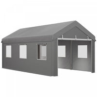Outsunny 10' X 20' Carport, Heavy Duty Carport With 6 Window And 2 Doors