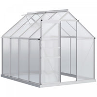 Outsunny 6' X 8' X 6.5' Polycarbonate Greenhouse, Walk-in Greenhouse With Adjustable Roof Vent, Gal