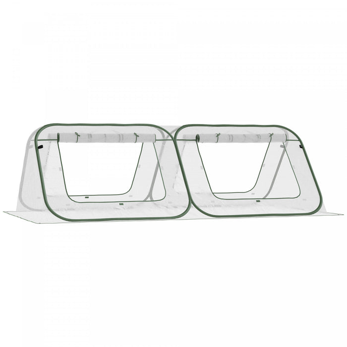 Outsunny 95\" X 47\" X 30\" Pop Up Mini Greenhouse With Roll Up Doors & Portable Zipper Bag For Plants Outdoor, Pe Cover