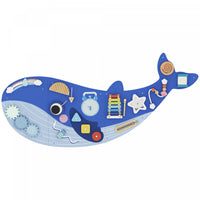 Qaba Whale Activity Wall Busy Board, 13 in 1 Montessori Sensory Wall Panel, Learning Activity Center for Toddler Playroom Nursery, Educational Toys for Boys Girls 2+, Blue