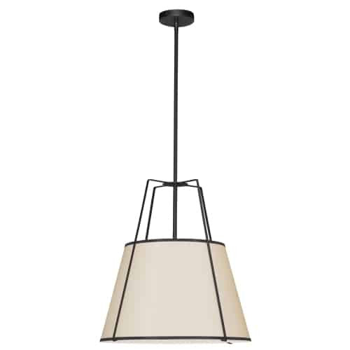 Dainolite Trapezoid 1 Light Pendant Black/Cream Shade White Fabric Diffuser Lamp