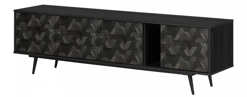 Oxford 71\" TV Stand with Doors - Black Oak & Dark Grey