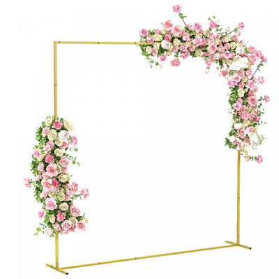 Outsunny Wedding Arch Backdrop Stand, 6.6 FT Square Wedding Arch, Gold