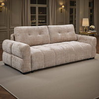 Maeve 92 in. Chenille Tufted Sofa Bed with Under-Seat Storage - Beige