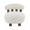 Nube Modern Boucle Accent Chair with Curved Backrest and Four-Leg Design, Off White, Walnut