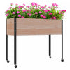 Outsunny Wooden Raised Garden Bed With Wheels, Elevated Planter Box With Metal Legs, Drainage Holes And Bed Liner, For Vegetables, Flowers, Herbs