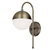Dainolite Dayana 1 Light Wall Sconce Antique Brass White Glass Hardwire Or Plugin Lamp