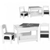 Qaba 3 Piece Kids Table And Chair Set, 2 In 1 Toddler Table And Chair Set With Reversible Tabletop, Blackboard, Storage, Bookshelves, For Playroom, Nursery, Classroom, Grey