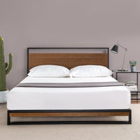 Suzanne Wood and Metal Platform Bed with Headboard - Queen Size 