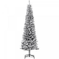 Homcom Snow Flocked Pencil Christmas Tree Slim Artificial Christmas Tree