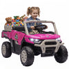Qaba Kids Ride On Tractor, 12V Electric Tractor with Remote Control, Dual Motors, Music, Lights, Cargo Bed, Rear Suspension, Ride On Car for Kids Ages 3-6 Years, Pink