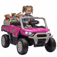 Qaba Kids Ride On Tractor, 12V Electric Tractor with Remote Control, Dual Motors, Music, Lights, Cargo Bed, Rear Suspension, Ride On Car for Kids Ages 3-6 Years, Pink