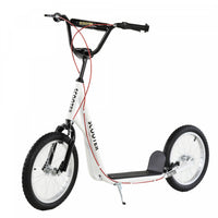 Aosom Youth Scooter Street Kick Scooter For Teens Kids Ride On Toy W/ 16'' Inflatable Wheel Dual Bra