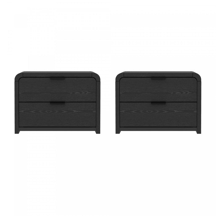 Grace Modern 28\" Nightstand in Black (2-Drawer) - Set of 2