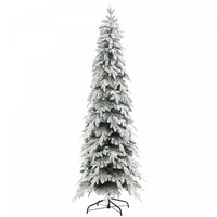 Homcom 7ft Flocked Pencil Christmas Tree With Auto Open, Steel Base