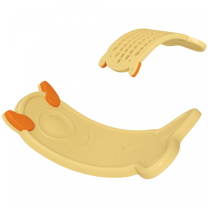 Qaba 24.4\" Kids Balance Board, Wobble Board Toddler Curved Rocker, Preschool Balance & Sensory Play Toy, Ages 3-6, Yellow