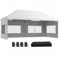 Outsunny 20' X 10' Pop-up Canopy Instant Tent Shelter W/ Roller Bag, White