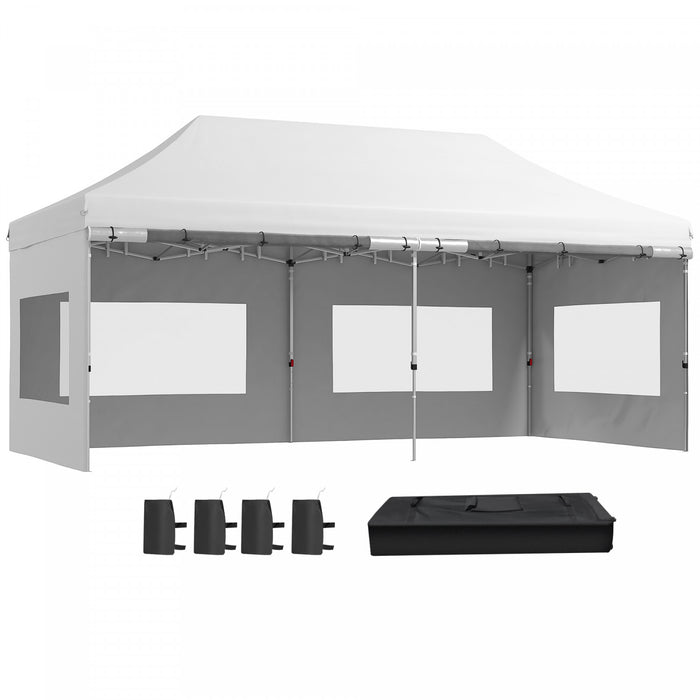 Outsunny 20' X 10' Pop-up Canopy Instant Tent Shelter W/ Roller Bag, White