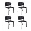 Drift Contemporary Modern Vegan Leather Metal Side Chair in Black - Set of 4