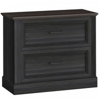 HOMCOM Lateral File Cabinet with 2 Drawers, Farmhouse Filing Cabinet, Black