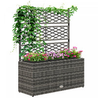 Outsunny Wicker Raised Garden Bed with Trellis, 42