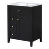 Scott 24\" Bathroom Vanity with Ceramic Sink and Rubberwood Legs, Black