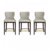 Blair Modern Wood Upholstered Counter Stool in Stone - Set of 3 Bar Stool