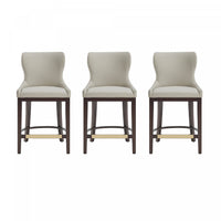 Blair Modern Wood Upholstered Counter Stool in Stone - Set of 3 Bar Stool 