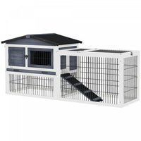 Pawhut Solid Wood Rabbit Hutch Bunny Cage Pet Guinea Pig House Outdoor Small Animal Habitat W/ Ramp,