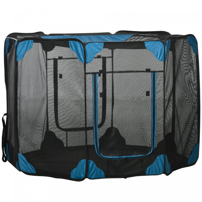 Pawhut Portable Outdoor Cat Playpen, Exercise Pen Kennel With Carrying Bag, Zippered Cover, Water-resistant Bottom, For Small Dogs, Rabbits, Guinea Pigs, Φ59\" X 39\"