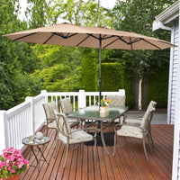 Costway 15 Ft Patio Double Sided Umbrella Outdoor Market Umbrella Tan