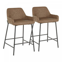 LumiSource Daniella Espresso Faux Leather Industrial Counter-Height Stool - Set of 2