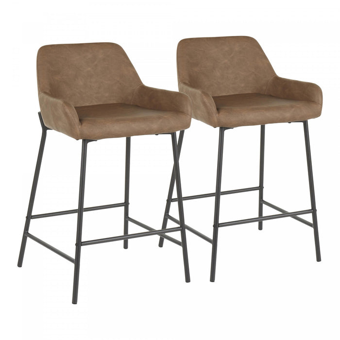 LumiSource Daniella Espresso Faux Leather Industrial Counter-Height Stool - Set of 2